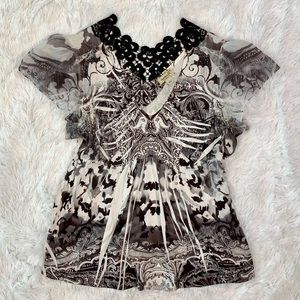 One World Flowy Crochet Blouse